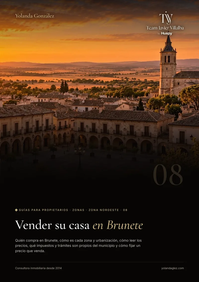 Portada de la guía Vender en Brunete: el comprador, las zonas, los impuestos locales y cómo fijar el precio